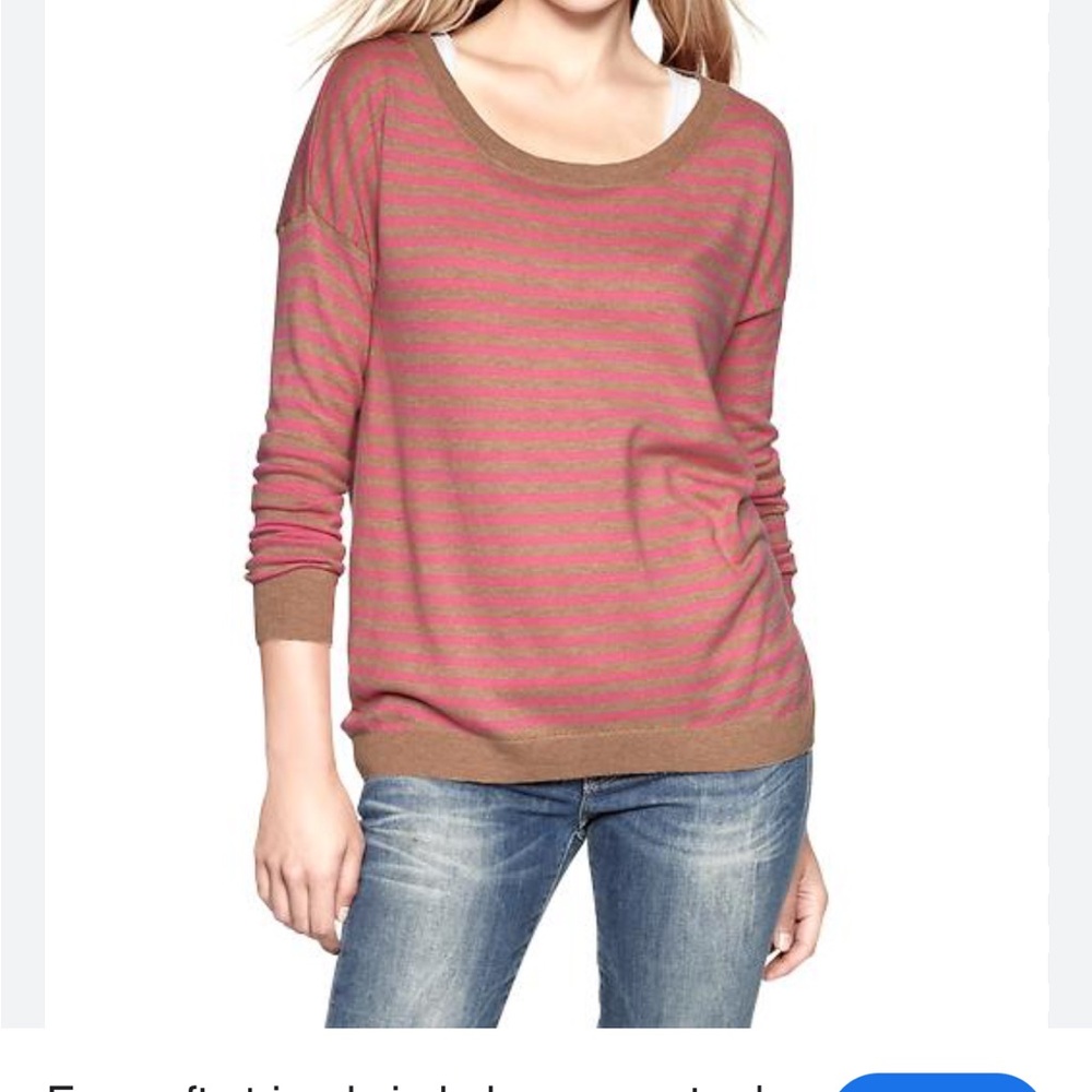 GAP‎ Pink/Tan Bella Circle H Novelty Striped Sweater